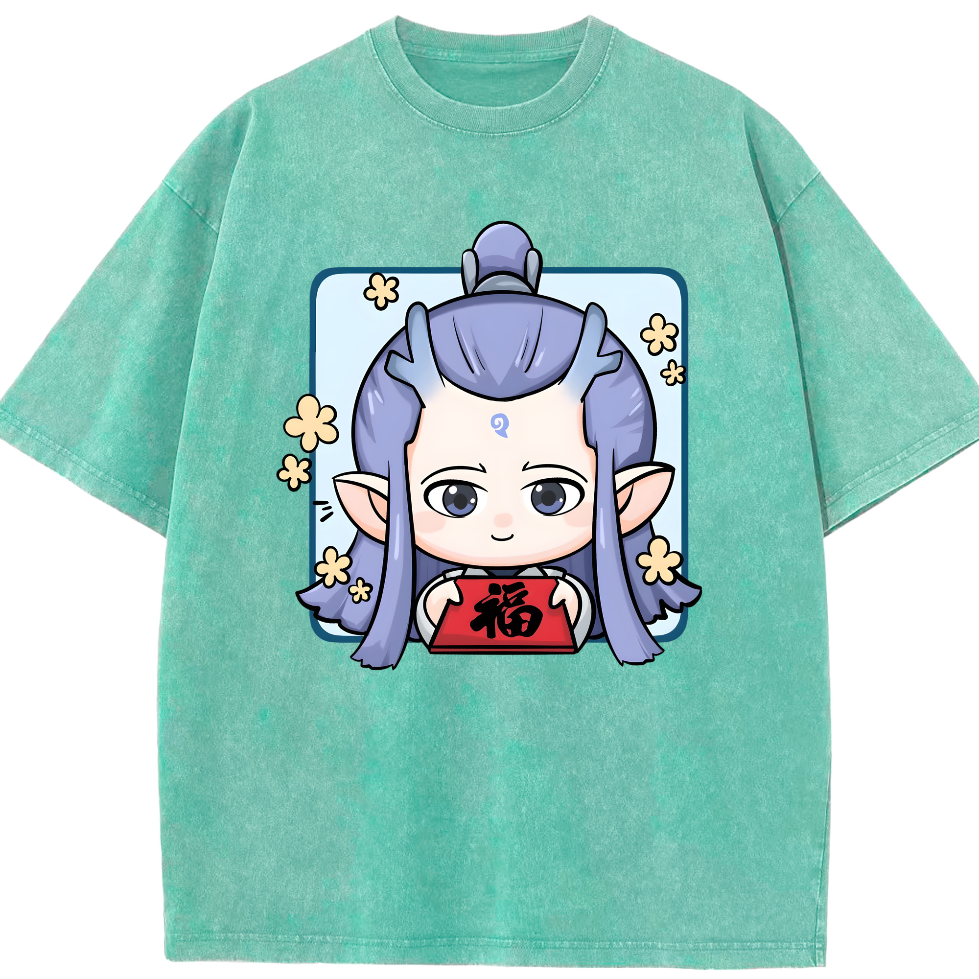（画像用） Ne Zha 2 ナタ 魔童の大暴れ 綿100% ヴィンテージ風 半袖Tシャツ（フロントプリント）